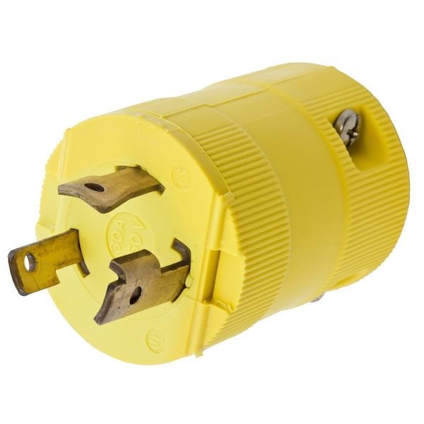 Hubbell Wiring Device-Kellems Locking Devices, Twist-Lock®, Valise, Male Plug, 30A 250V, 2-Pole 3-Wire Grounding, L6-30P, Screw Terminal, Yellow - HBL2621VY