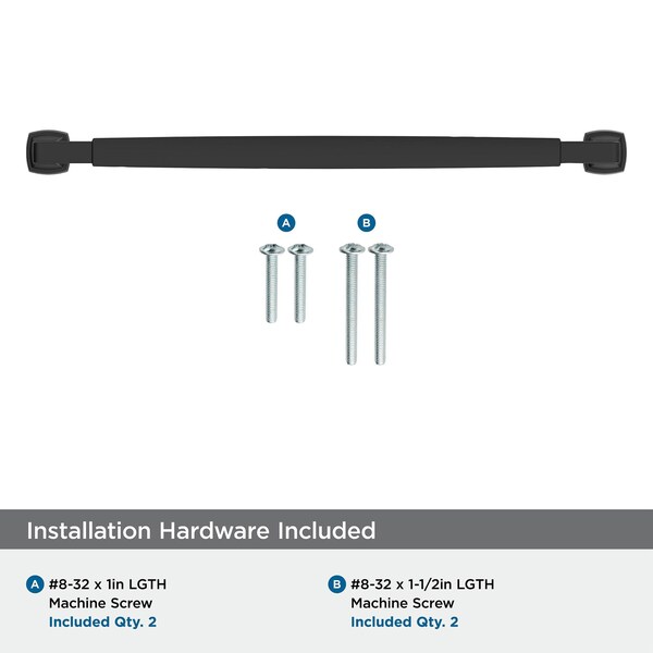 Amerock Stature 10-1/16 inch 256mm Center-to-Center Matte Black Cabinet Pull - BP37400FB