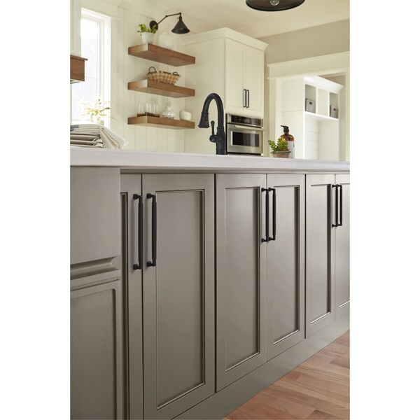 Amerock Stature 10-1/16 inch 256mm Center-to-Center Matte Black Cabinet Pull - BP37400FB