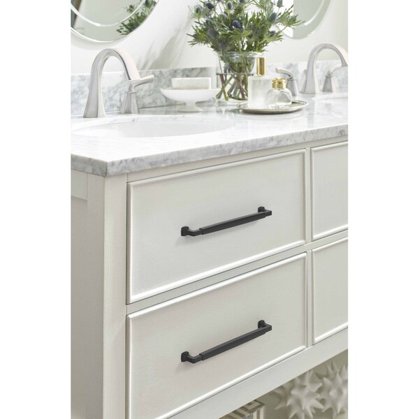 Amerock Stature 10-1/16 inch 256mm Center-to-Center Matte Black Cabinet Pull - BP37400FB