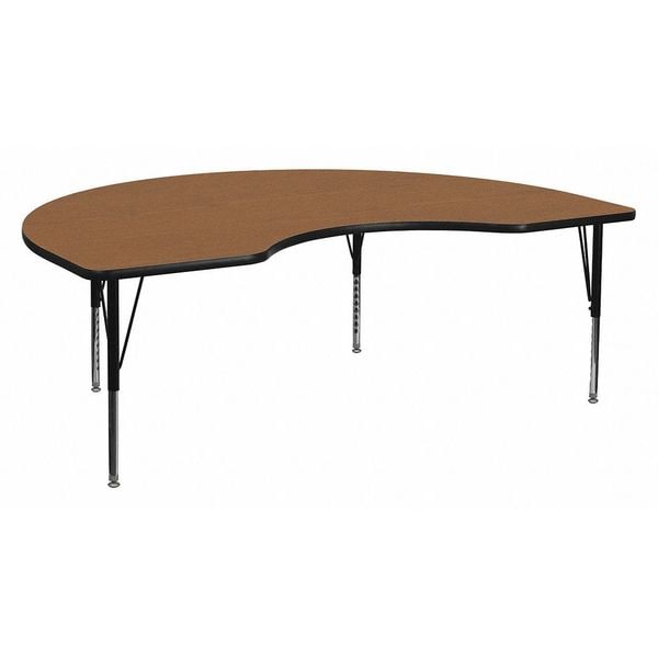 Flash Furniture Kidney Activity Table, 48" W, 72" L, 25.125" H, Laminate, Wood Grain - XU-A4872-KIDNY-OAK-T-P-GG