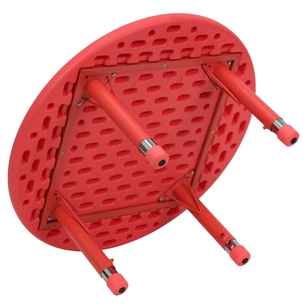 Flash Furniture Round Activity Table, 33 W, 33 L, 23.75 H, Plastic, Steel, Red - YU-YCX-007-2-ROUND-TBL-RED-GG