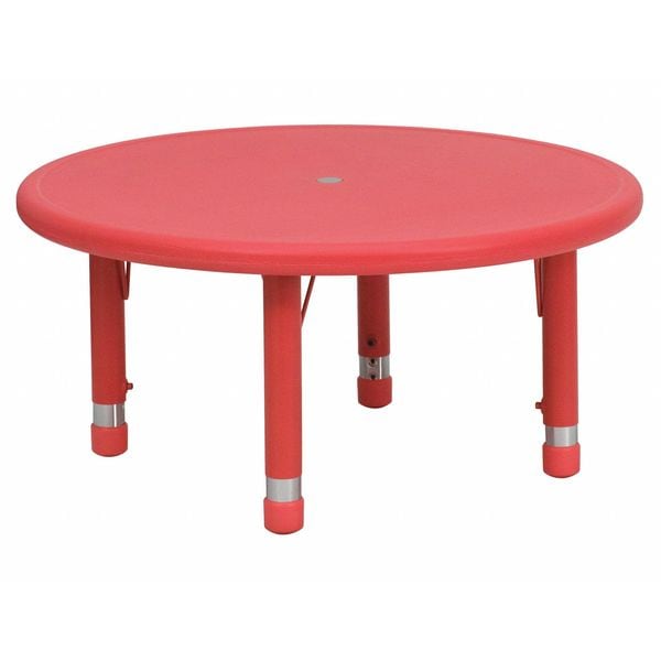 Flash Furniture Round Activity Table, 33 W, 33 L, 23.75 H, Plastic, Steel, Red - YU-YCX-007-2-ROUND-TBL-RED-GG
