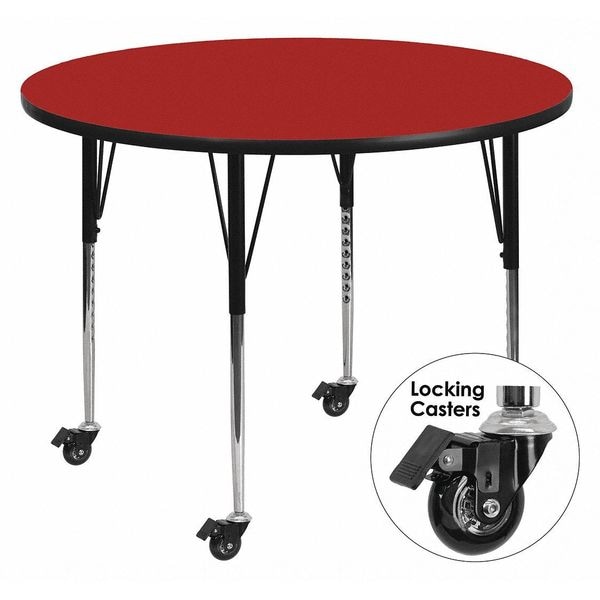 Flash Furniture Round Activity Table, 60" W, 60" L, 30.37" H, Laminate, Red - XU-A60-RND-RED-T-A-CAS-GG