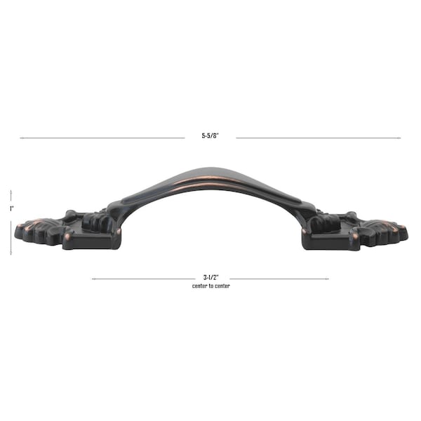 Gliderite Hardware 3-1/2 in. Center to Center Oil Rubbed Bronze Rustic Cabinet Pull - 4116-ORB, 10PK - 4116-ORB-10