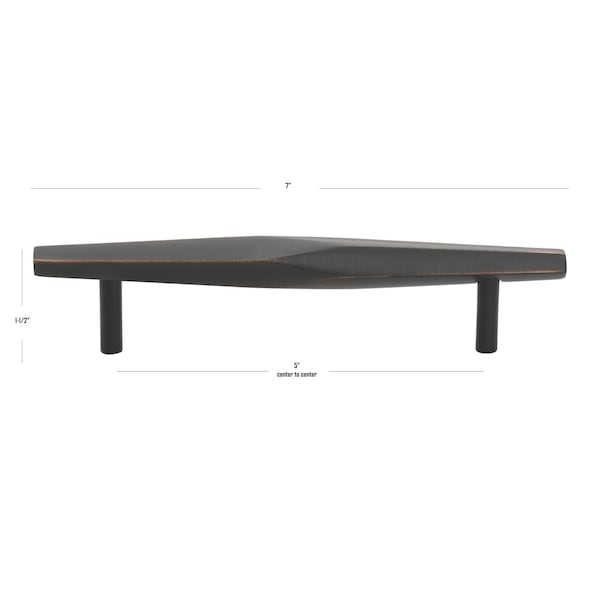 Gliderite Hardware 5-1/16 in. Center to Center Faceted Bar Pull Oil Rubbed Bronze, 5PK - 4789-128-ORB-5