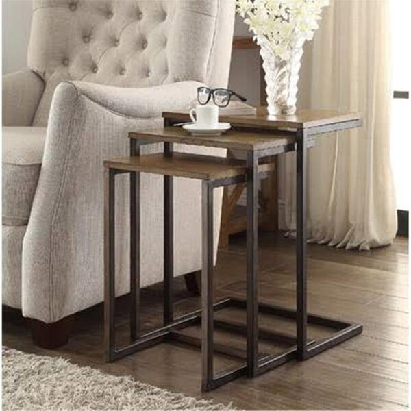 Carolina Chair & Table Carolina Chair WSS-2016HOAI Addison Nesting Table Set; Harvest Oak & Aged Iron - WSS-2016HOAI
