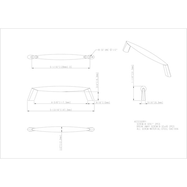 Elements By Hardware Resources 128 mm Center-to-Center Brushed Pewter Zachary Cabinet Pull - 988-128BNBDL