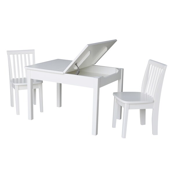 International Concepts Rectangle Table with 2 Mission Juvenile Chairs, 24 in W, 33.1 in L, 22.2 in H, Wood, White - K08-JT2532L-263-2