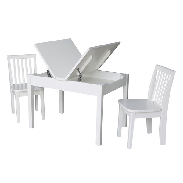 International Concepts Rectangle Table with 2 Mission Juvenile Chairs, 24 in W, 33.1 in L, 22.2 in H, Wood, White - K08-JT2532L-263-2