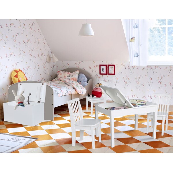 International Concepts Rectangle Table with 2 Mission Juvenile Chairs, 24 in W, 33.1 in L, 22.2 in H, Wood, White - K08-JT2532L-263-2