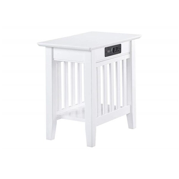 Atlantic Furniture Atlantic Furniture AH13212 Mission Side Chair Table with Charger Station; White - AH13212
