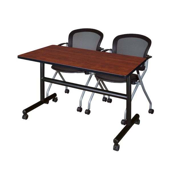 Kobe Rectangle Tables > Nesting Tables > Kobe Flip Top Table & Chair Sets, 42 W, 24 L, 29 H, Cherry - MKFT4824CH23BK