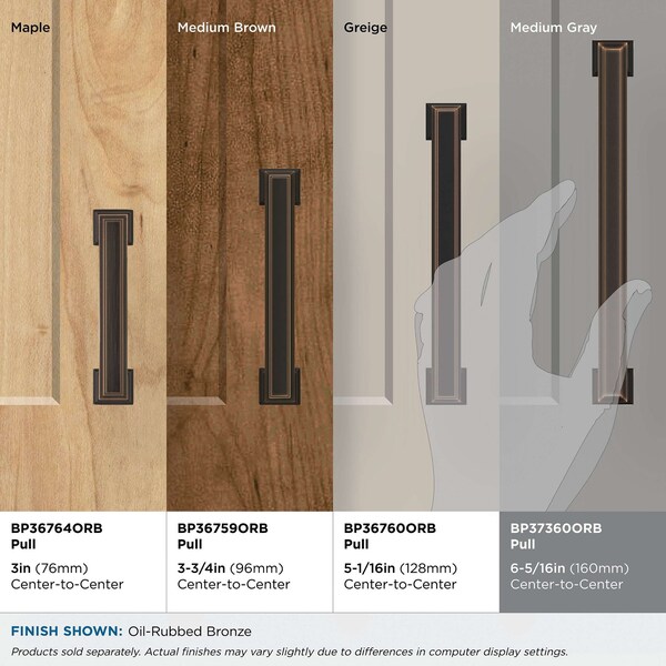 Amerock Appoint 6-5/16 inch 160mm Center-to-Center Oil Rubbed Bronze Cabinet Pull - BP37360ORB