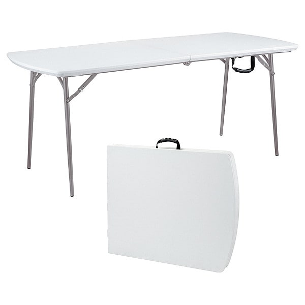 National Public Seating Rectangle Fold-in-Half Table, Gray, 30"x72", 30" W, 71.8" L, 29-1/2" H, High Density Polyethylene Top - BMFIH3072