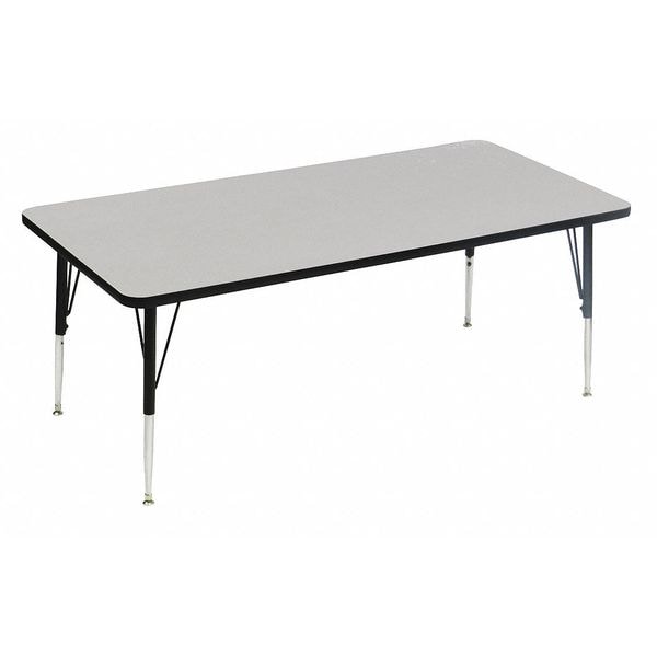 Correll Rectangle Adjustable Height Activity Kids School Table, 30" W, 72" L, 19" to 29" H, Gray Granite - AM3072-REC-15