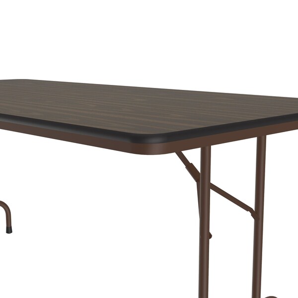 Correll Rectangle Commerical Folding Utility Table, 36" W, 72" L, 29" H, High Pressure Laminate Top, Walnut - CF3672PX-01