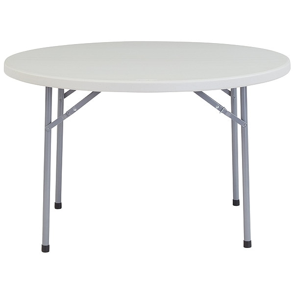 National Public Seating Round Folding Table, 48" W, 29-1/2" H, Blow-molded plastic Top, Speckled Gray - BT-48R