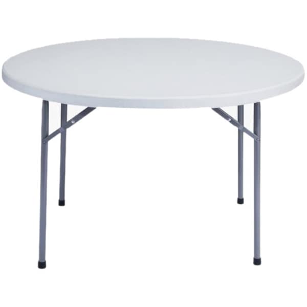National Public Seating Round Folding Table, 48" W, 29-1/2" H, Blow-molded plastic Top, Speckled Gray - BT-48R