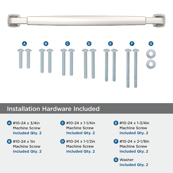 Amerock Stature 12 inch 305mm Center-to-Center Polished Nickel Appliance Pull - BP54060PN