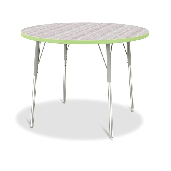 Jonti-Craft Berries Round Activity Table, 42 in. Diameter, A-height, Driftwood Gray/Key Lime/Gray - 6468JCA451