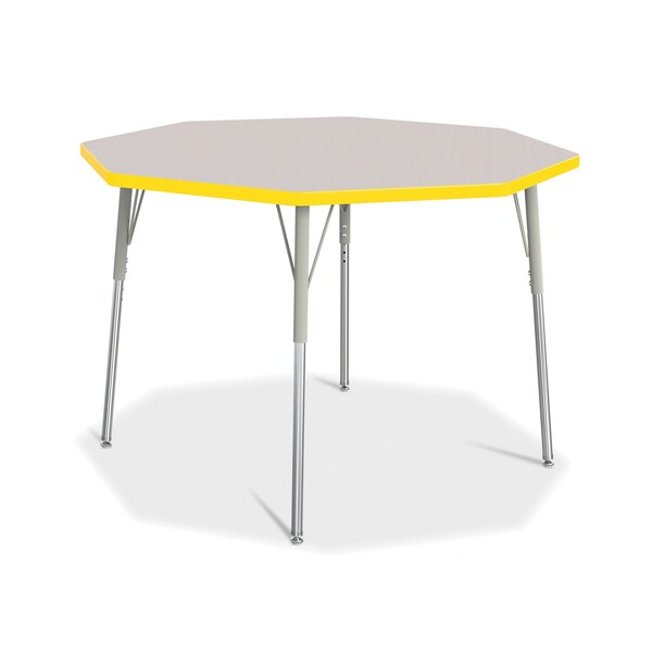 Jonti-Craft Berries Octagon Activity Table, 48 in. x 48 in., A-height, Freckled Gray/Yellow/Gray - 6428JCA007