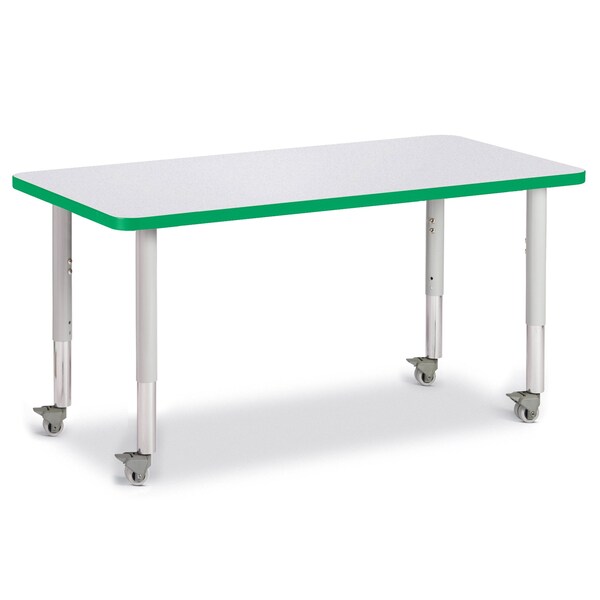 Jonti-Craft Berries Rectangle Activity Table, 24 in. x 48 in., Mobile, Freckled Gray/Green/Gray - 6403JCM119