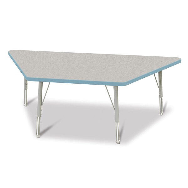 Jonti-Craft Berries Trapezoid Activity Tables, 30 in. x 60 in., E-height, Freckled Gray/Coastal Blue/Gray - 6443JCE131