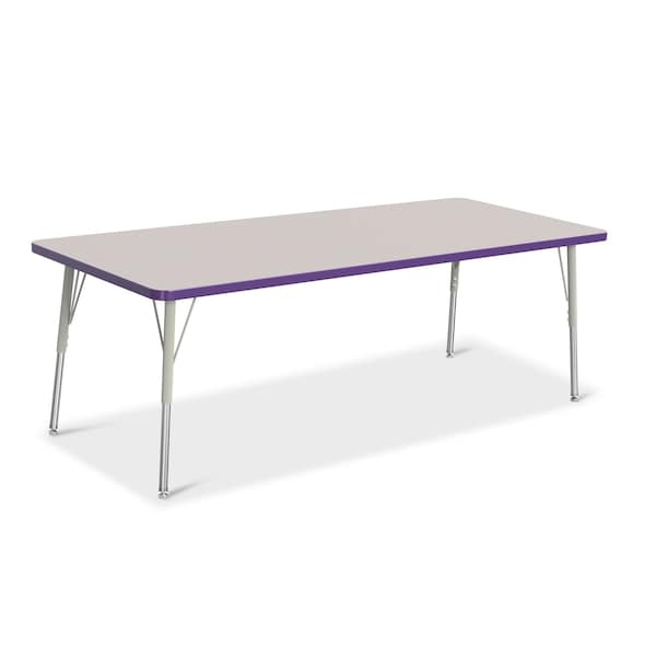 Jonti-Craft Berries Rectangle Activity Table, 30 in. x 72 in., A-height, Freckled Gray/Purple/Gray - 6413JCA004