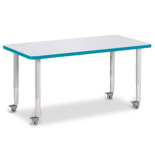 Jonti-Craft Berries Rectangle Activity Table, 24 in. x 48 in., Mobile, Freckled Gray/Teal/Gray - 6403JCM005