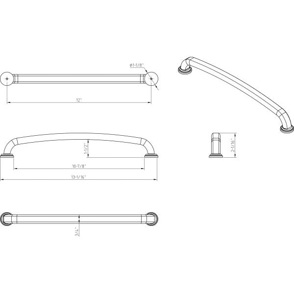 Jeffrey Alexander 12" Center-to-Center Satin Nickel Bremen 1 Appliance Handle - 527-12SN