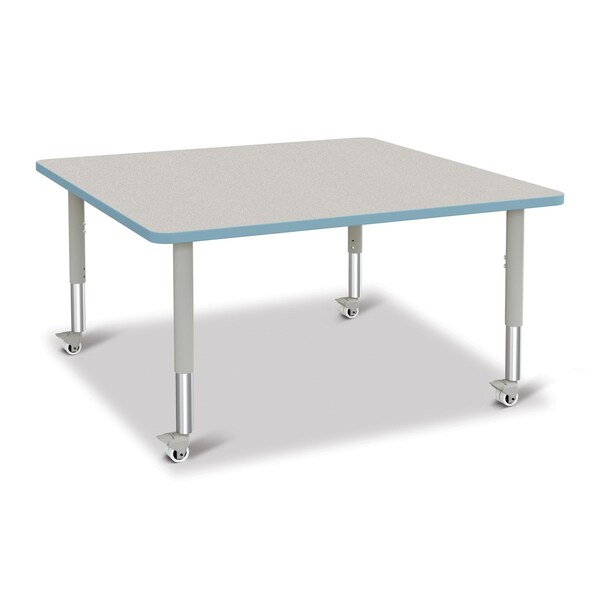 Jonti-Craft Berries Square Activity Table, 48 in. x 48 in., Mobile, Freckled Gray/Coastal Blue/Gray - 6418JCM131