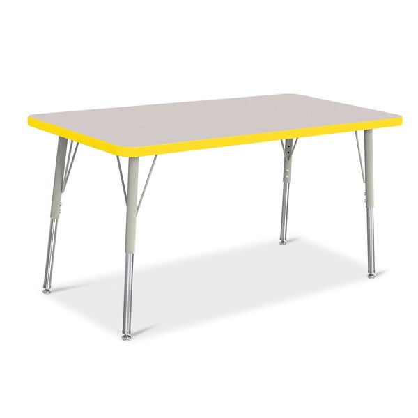 Jonti-Craft Berries Rectangle Activity Table, 24 in. x 48 in., A-height, Freckled Gray/Yellow/Gray - 6403JCA007
