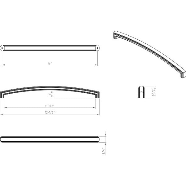Jeffrey Alexander 12" Center-to-Center Satin Nickel Delgado Appliance Handle - 519-12SN