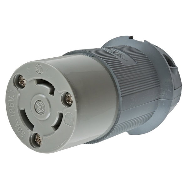 Hubbell Wiring Device-Kellems Locking Devices, Twist-Lock®, Industrial, Female Connector Body, 30A 125V, 2-Pole 3-Wire Grounding, L5-30R, Screw Terminal, Gray, High Temp Version - HBL2613F