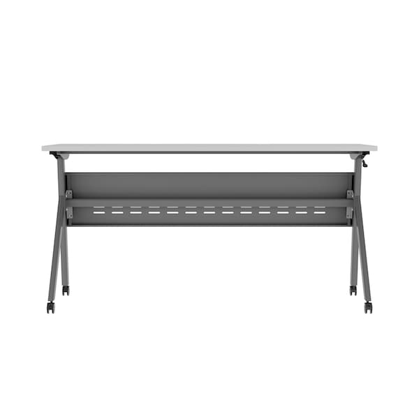 Flash Furniture Davis 60in. x 24in. HD Nesting Table w/Y-Legs, Modesty Panel, 1in. Thick Gray Tabletop, Gray Frame - MT-M6024-Y-LEG-GRYGRY-GG