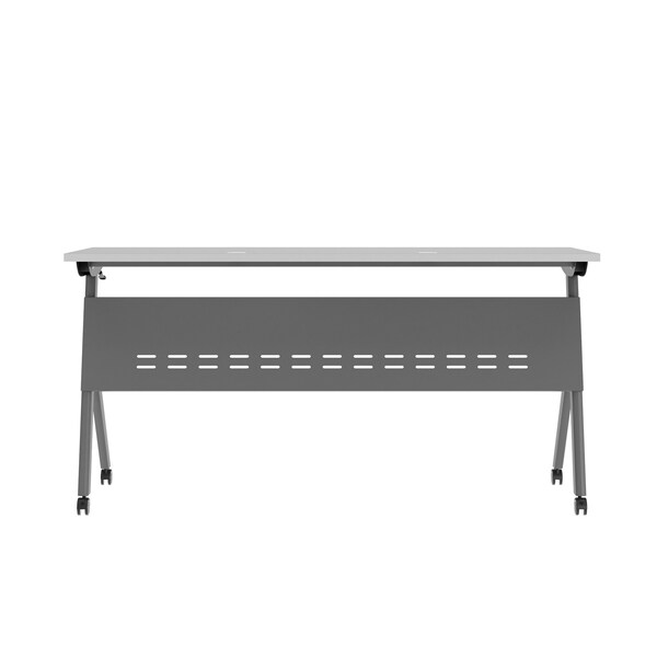 Flash Furniture Davis 60in. x 24in. HD Nesting Table w/Y-Legs, Modesty Panel, 1in. Thick Gray Tabletop, Gray Frame - MT-M6024-Y-LEG-GRYGRY-GG