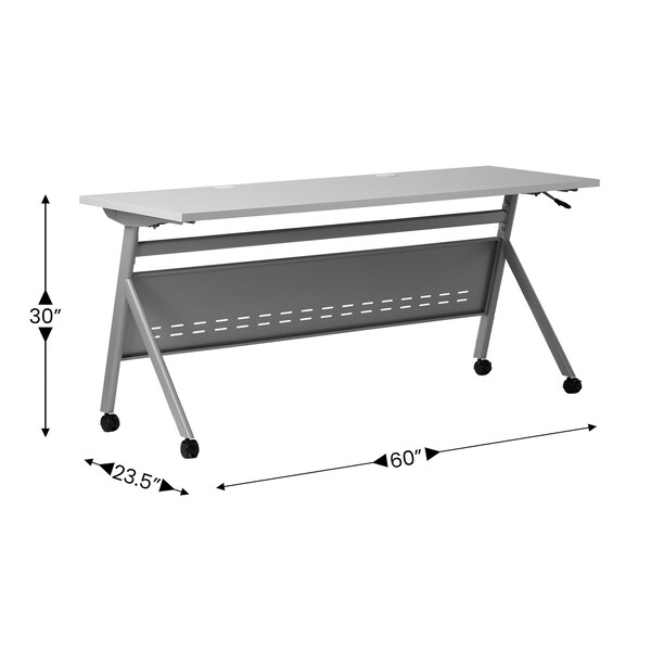 Flash Furniture Davis 60in. x 24in. HD Nesting Table w/Y-Legs, Modesty Panel, 1in. Thick Gray Tabletop, Gray Frame - MT-M6024-Y-LEG-GRYGRY-GG