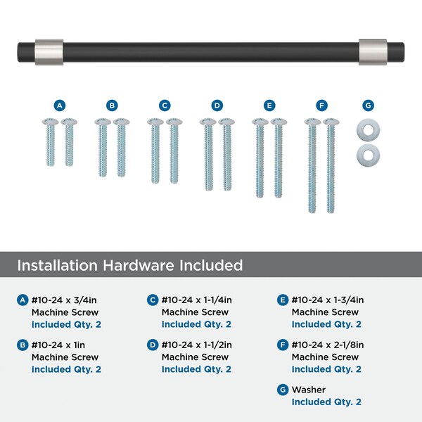 Amerock Mergence 12 inch 305mm Center-to-Center Matte Black/Satin Nickel Appliance Pull - BP36982FBG10