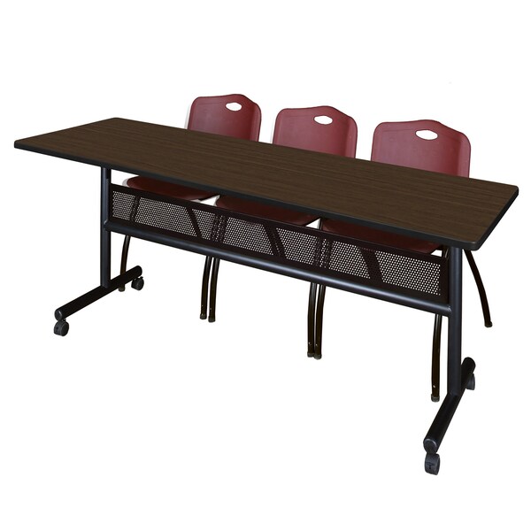 Regency Kobe Flip-Top Privacy Nesting Table W/ 2 M Stack Chairs, 84 in W, 24 in L, Neo Walnut - MKFTM8424NW47BY