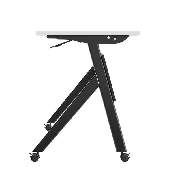 Flash Furniture Davis 60in. x 24in. HD Nesting Table w/Y-Legs, Modesty Panel, 1in. Thick Gray Tabletop, Black Frame - MT-M6024-Y-LEG-GRYBLK-GG