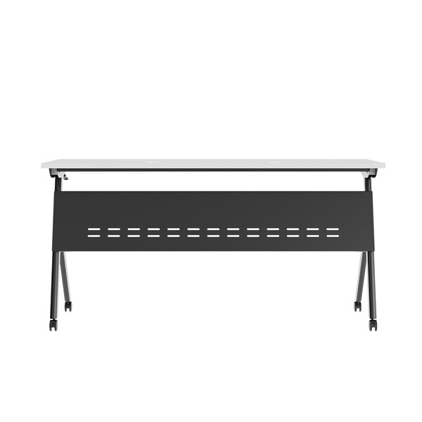 Flash Furniture Davis 60in. x 24in. HD Nesting Table w/Y-Legs, Modesty Panel, 1in. Thick Gray Tabletop, Black Frame - MT-M6024-Y-LEG-GRYBLK-GG