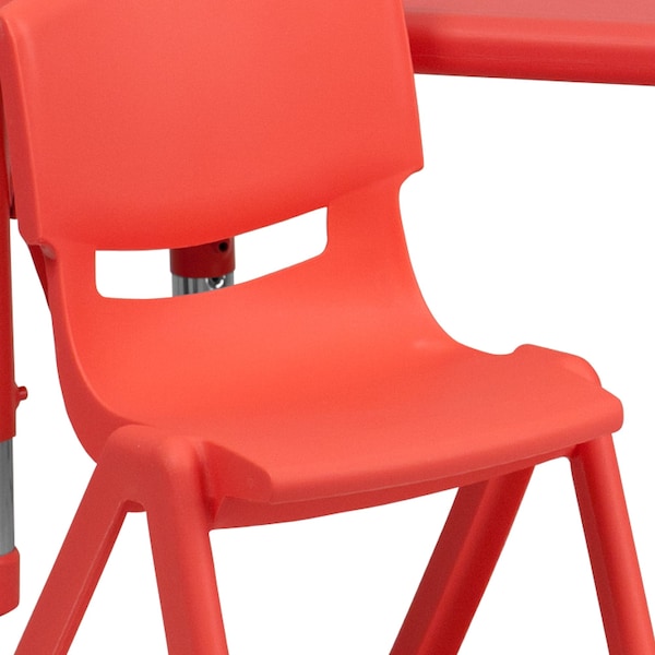 Flash Furniture Rectangle Table Set, 24 W, 48 L, 23.75 H, Plastic, Steel, Red - YU-YCX-0013-2-RECT-TBL-RED-R-GG
