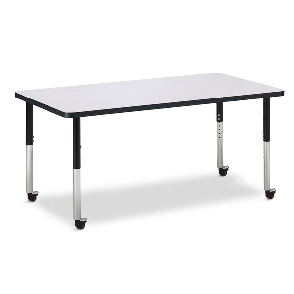 Jonti-Craft Berries Rectangle Activity Table, 30 in. x 60 in., Mobile, Freckled Gray/Black/Black - 6408JCM180