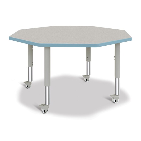 Jonti-Craft Berries Octagon Activity Table, 48 in. x 48 in., Mobile, Freckled Gray/Coastal Blue/Gray - 6428JCM131