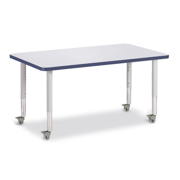 Jonti-Craft Berries Rectangle Activity Table, 30 in. x 48 in., Mobile, Freckled Gray/Navy/Gray - 6473JCM112