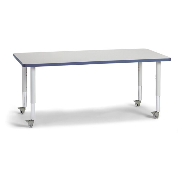 Jonti-Craft Berries Rectangle Activity Table, 30 in. x 60 in., Mobile, Freckled Gray/Navy/Gray - 6408JCM112