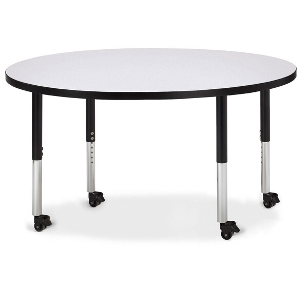 Jonti-Craft Berries Round Activity Table, 48 in. Diameter, Mobile, Freckled Gray/Black/Black - 6433JCM180
