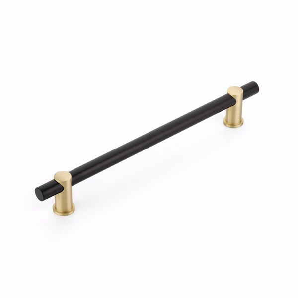 Schaub 12in Center to Center Fonce Matte Black Appliance Pull Satin Brass Finish - 422-MB-SB