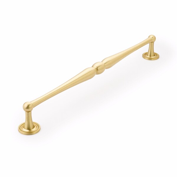 Schaub 15in Center to Center Atherton Knurled Appliance Pull Satin Brass Finish - 578-SB